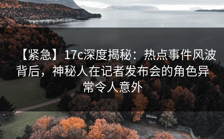 【紧急】17c深度揭秘：热点事件风波背后，神秘人在记者发布会的角色异常令人意外