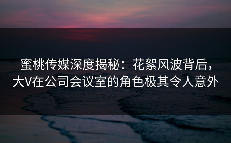 蜜桃传媒深度揭秘：花絮风波背后，大V在公司会议室的角色极其令人意外  第1张