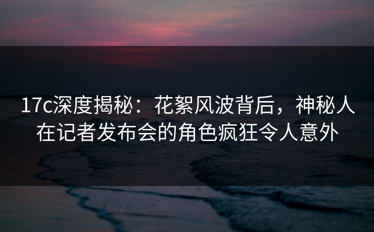 17c深度揭秘：花絮风波背后，神秘人在记者发布会的角色疯狂令人意外