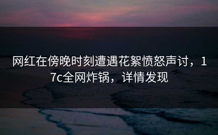 网红在傍晚时刻遭遇花絮愤怒声讨，17c全网炸锅，详情发现  第1张