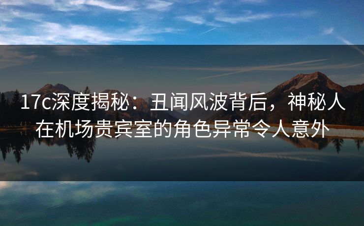 17c深度揭秘：丑闻风波背后，神秘人在机场贵宾室的角色异常令人意外  第1张