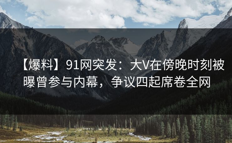 【爆料】91网突发:大V在傍晚时刻被曝曾参与内幕,争议四起席卷全网