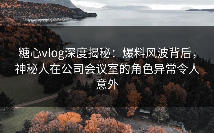 糖心vlog深度揭秘:爆料风波背后,神秘人在公司会议室的角色异常令人意外