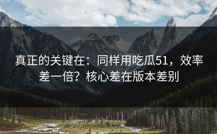 真正的关键在：同样用吃瓜51，效率差一倍？核心差在版本差别